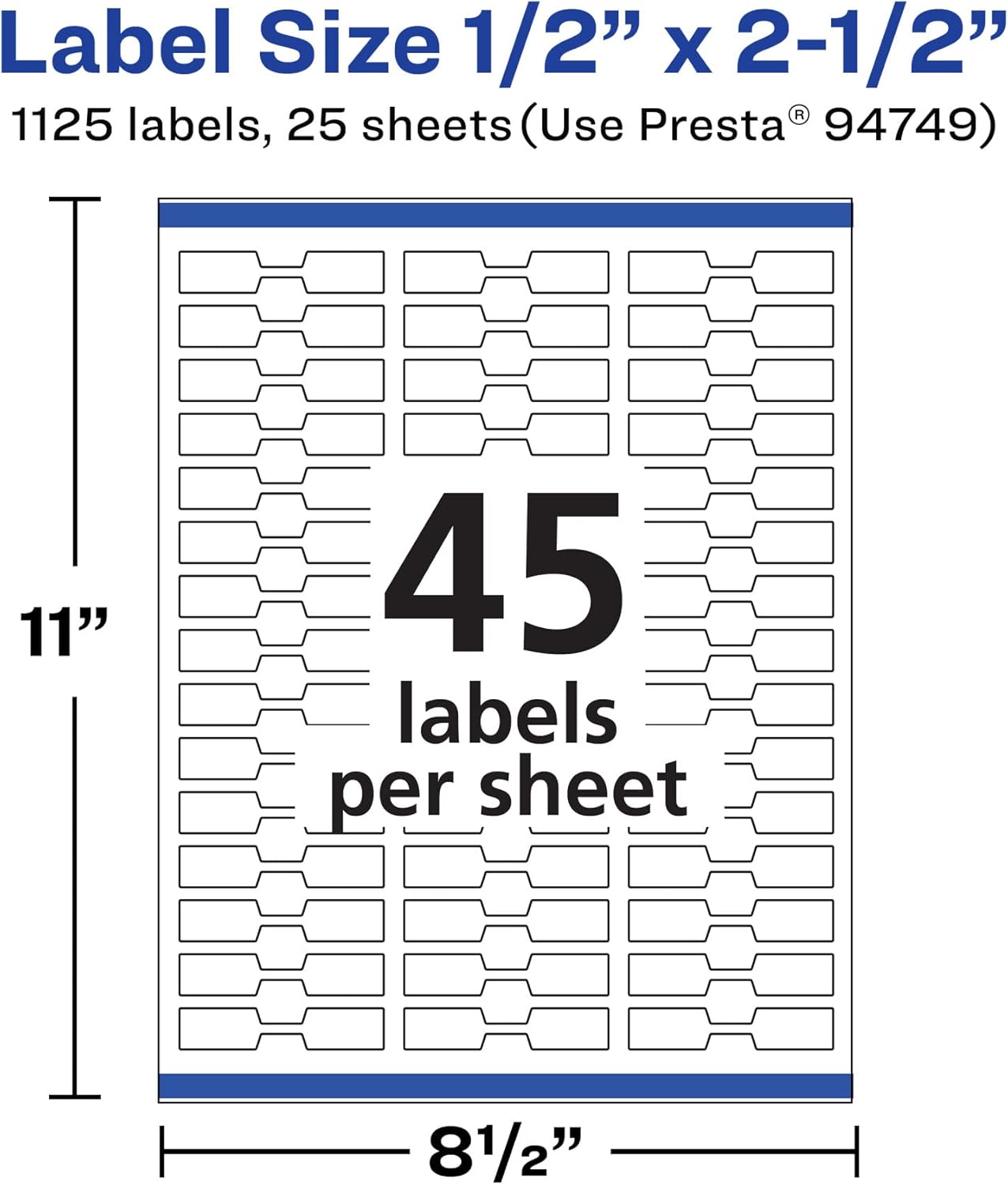 AVERY Matte White Barbell Labels, Sure Feed Technology, 0.5" x 2.5"