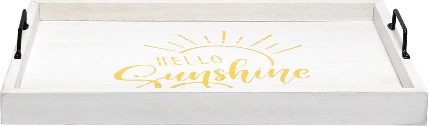 Elegant Designs Decorative Wood Serving Tray w/Handles