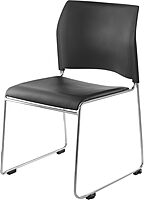 National Public Seating 8700 Series Cafetorium Plush Vinyl Stack Chairs, Black, Pack Of 4 Chairs