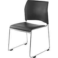 National Public Seating 8700 Series Cafetorium Plush Vinyl Stack Chairs, Black, Pack Of 4 Chairs