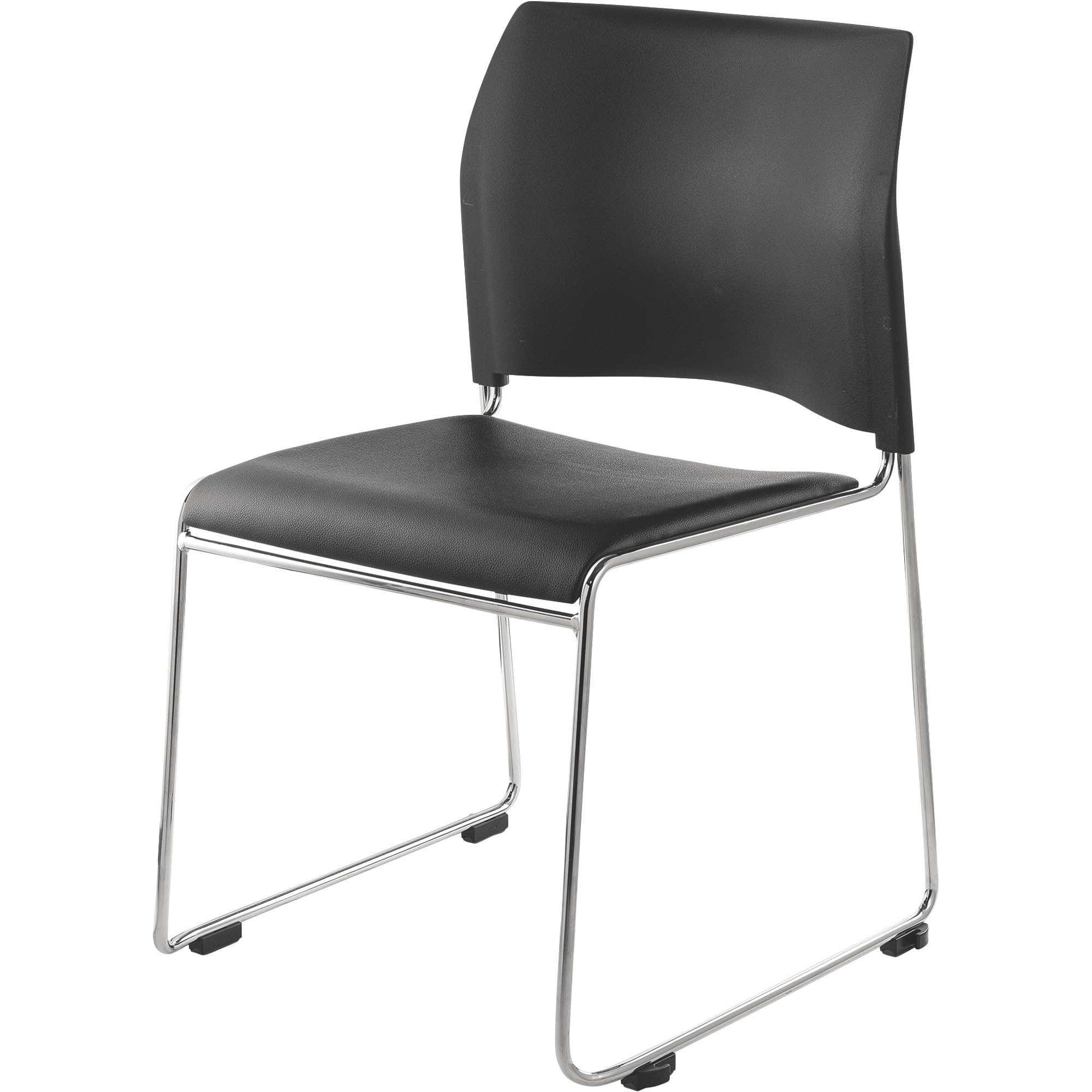 National Public Seating 8700 Series Cafetorium Plush Vinyl Stack Chairs, Black, Pack Of 4 Chairs
