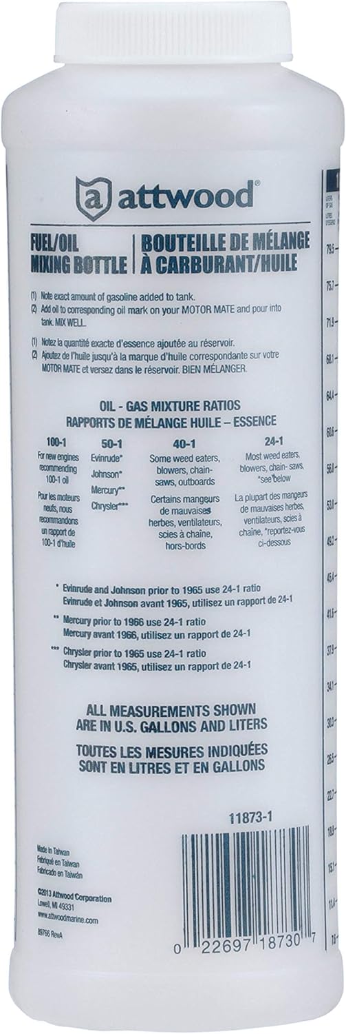 Attwood 11873-1 Wide-Mouth Marine Fuel/Oil Quart