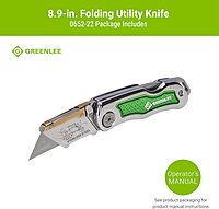 Greenlee 0652-22 8.9" Folding Utility Knife with Retractable 3-Position Serrated Blade, Silver/Green