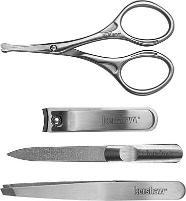 Kershaw Men's Stainless Steel Manicure Set, 4-Piece with Case (KMCURE), Regular