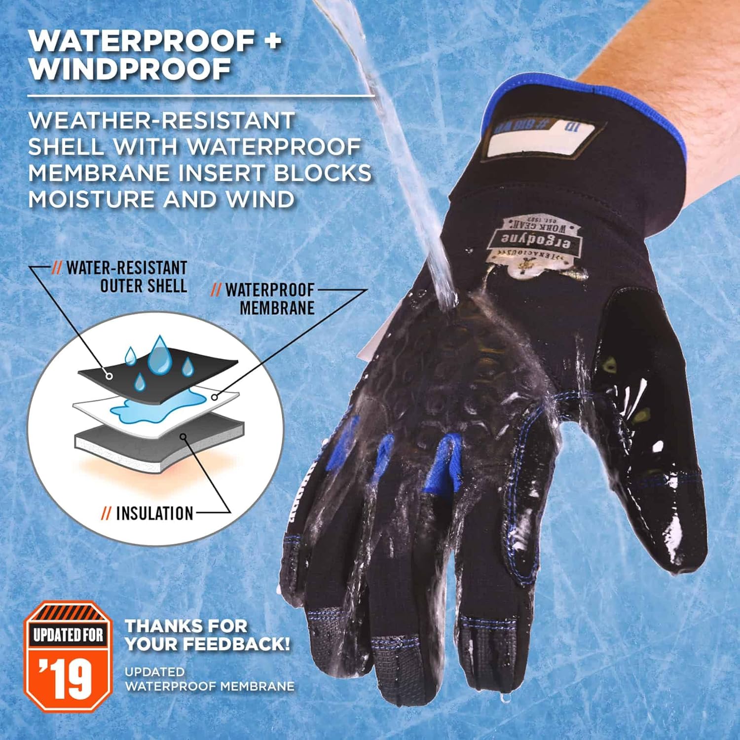 ERGODYNE ProFlex 818WP Thermal Waterproof Winter Work Gloves