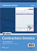 Adams Contractor’s Invoice Book, 3-Part, 50 Sets per Book, 50 Pages (ABFTC8122) 1-Pack