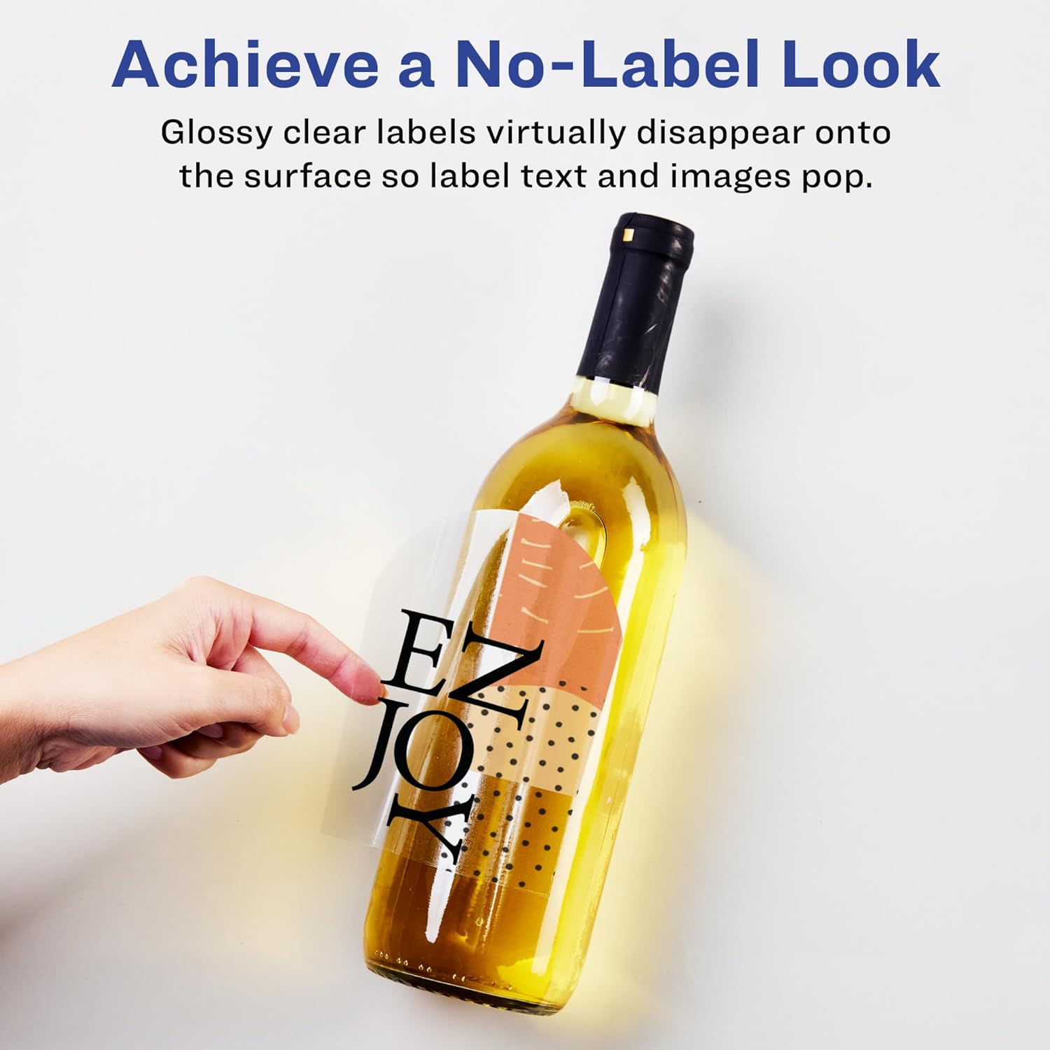 AVERY Glossy Clear Arched Labels, Sure Feed Technology, 4.75" x 3.5", Print-to-the-Edge, Laser/Inkjet Printable