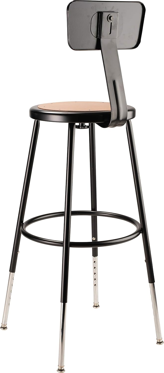 National Public Seating 6200 Series Adjustable Steel Stool with Backrest