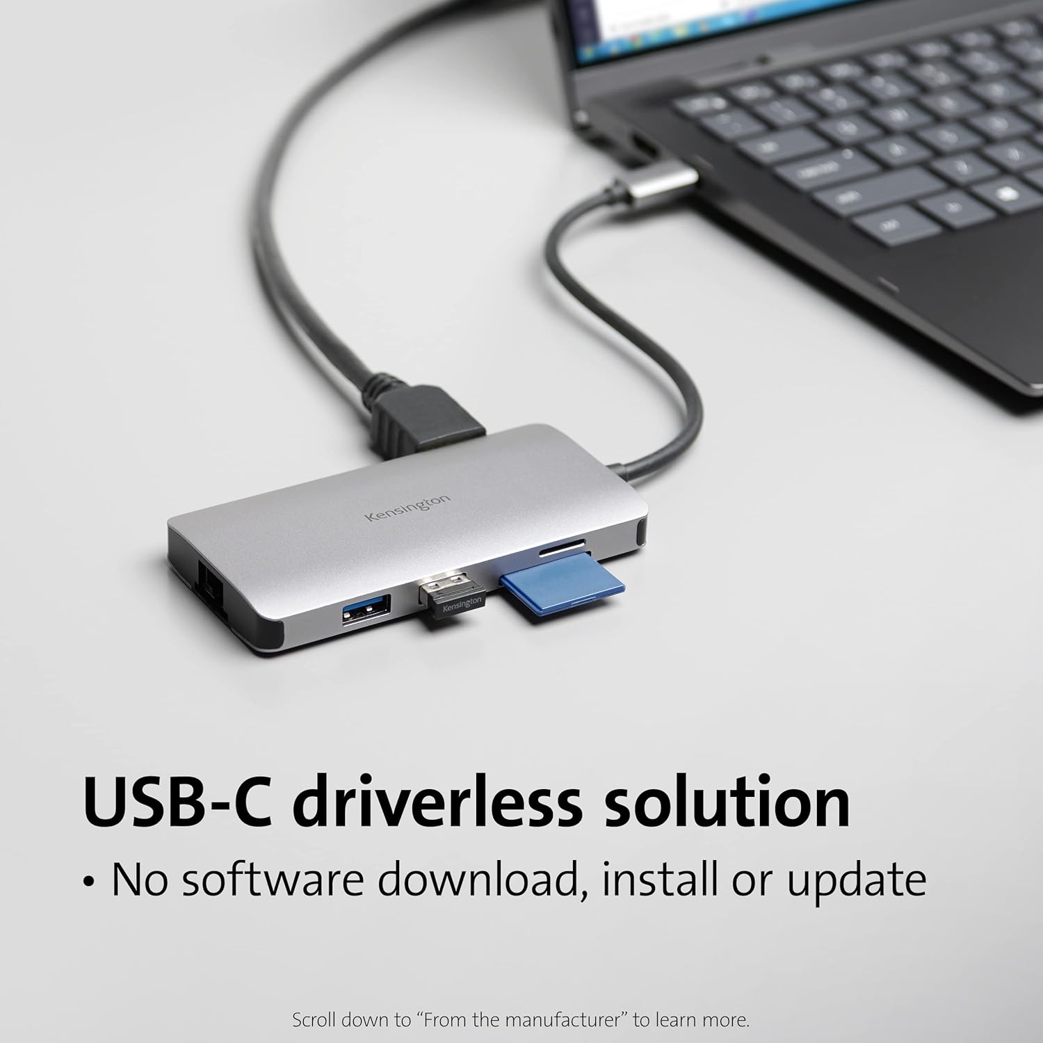 Kensington UH1400P 8-in-1 USB-C Hub with 85W Pass Through Charging Power Delivery, 4K 60Hz HDMI, Ethernet, MicroSD Card