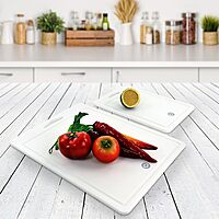 Martha Stewart 12-inch x 8-inch and 16-inch x 12-inch Plastic Cutting Board, White (935116550M)