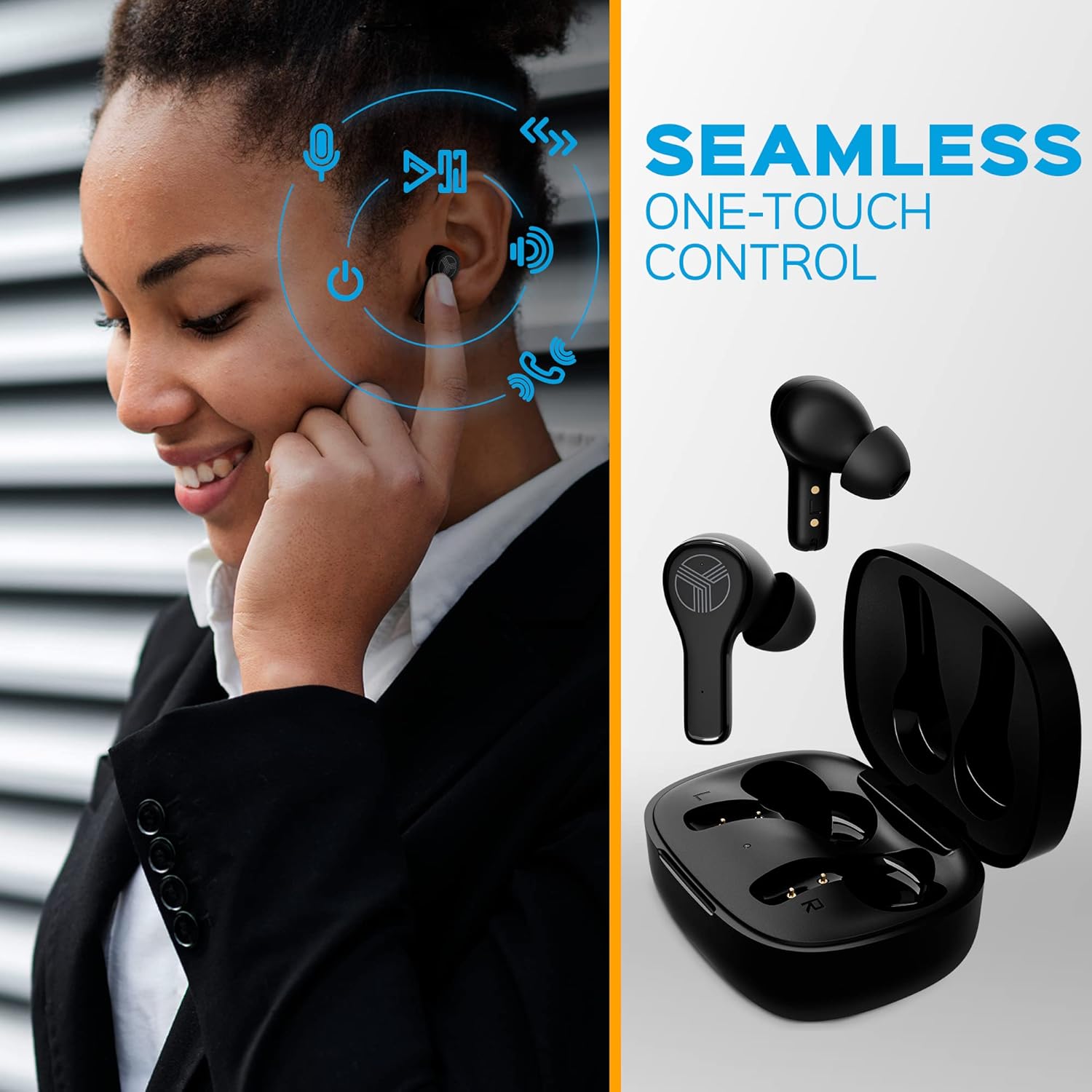 Treblab WX8 - True Wireless Earbuds with Pure Sound, Soft Silicone Ear Buds, IPX8 Waterproof, 28H Play, Wireless Charging