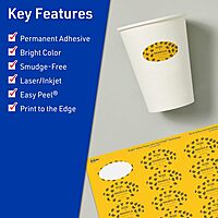 Avery Printable Oval Labels, Sure Feed Technology, 1-1/8" x 2-1/4", Bright Yellow Labels, Print-to-The-Edge