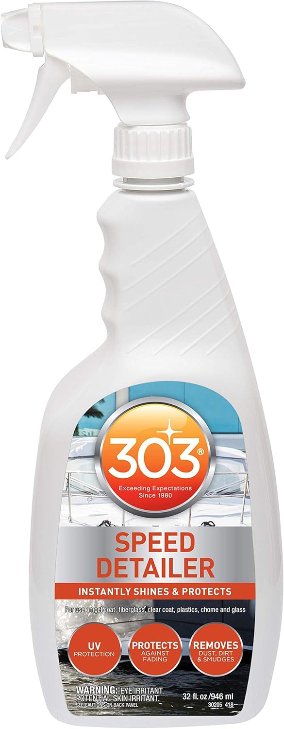303 Products Marine Speed Detailer - Instantly Shines And Protects - UV Protection - Protects Against Fading - Removes Dust