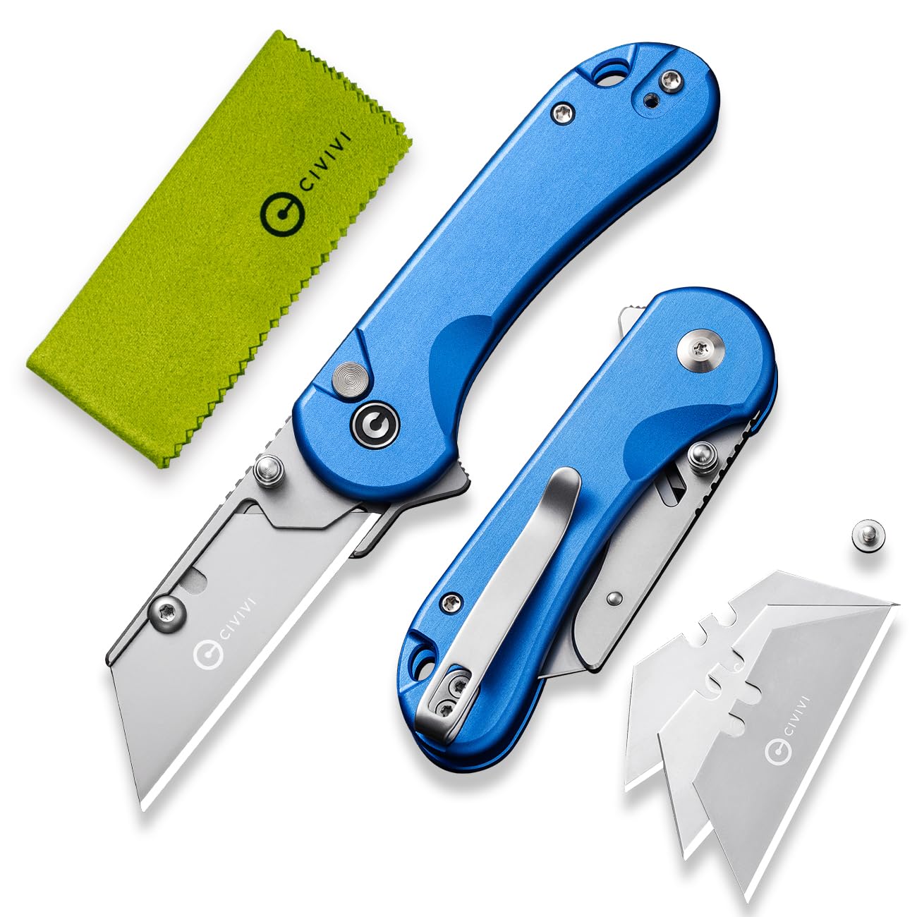 CIVIVI Folding Utility Knife Box Cutter, Elementum Utility Pocket Edc Knife with 3Pcs Extra Razor Blades, Three Ways to Open