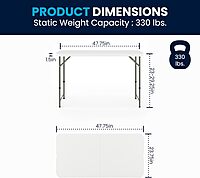 Flash Furniture 4' Rectangular Plastic Folding Event Table with Adjustable Legs and Carrying Handle
