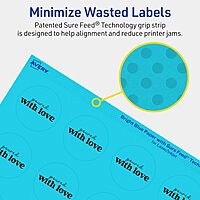 Avery Printable Round Labels, Sure Feed Technology, 1-5/8" Diameter, Bright Blue Labels, Print-to-The-Edge, Laser/Inkjet Printable, 200 Total, Great for Stickers and Candles 200 labels