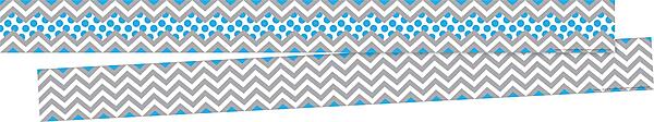 Barker Creek Double-Sided Border, Chevron Gray & Blue, for Bulletin Boards, Reception Areas, Halls, Break Rooms, Office, School, Home Learning Decor, 3” x 35’ (901)