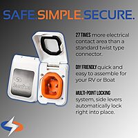 SmartPlug BM50PW 50 Amp 125/250V Shore Power Inlet & Cover Assembly - Non-Metallic RV,Boat,Marine Power Inlet Box