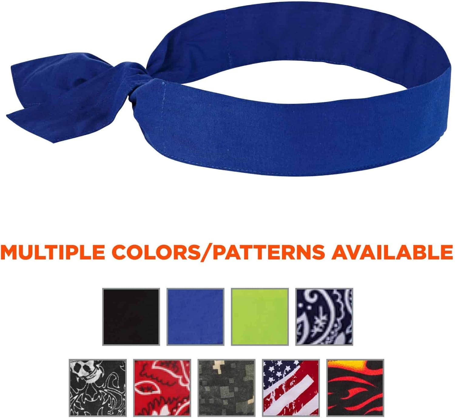 Ergodyne Chill Its 6700 Cooling Bandana, Evaporative Polymer Crystals for Cooling Relief, Tie for Adjustable Fit