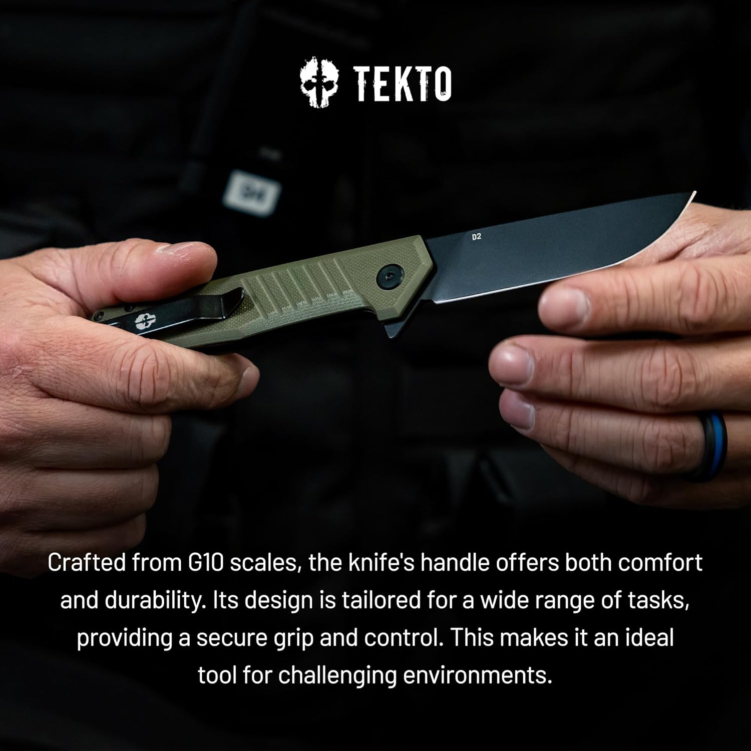F1 Alpha Folding Pocket Knife - Modified Straight Back Blade, Titanium Coated D2 Steel - Black Titanium Accents