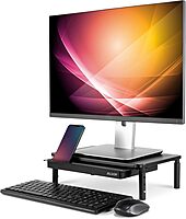 Allsop Metal Art Tri Level Stand, for 27" Monitors, 14.5" X 9.25" X 4.13" to 5.75", Black, Supports 30 Lb