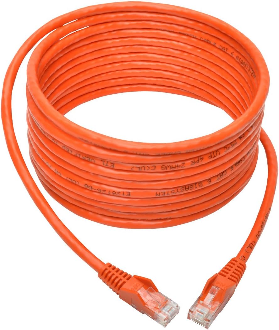 Tripp Lite 15ft Cat6 Gigabit Ethernet Snagless Molded Patch Cable UTP Orange RJ45 M/M 15' (N201-015-OR)