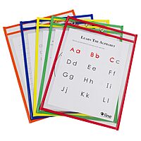 C-Line Reusable Dry Erase Pockets, 9 x 12 Inches, Assorted Primary Colors, 10 Pockets per Pack (40610)
