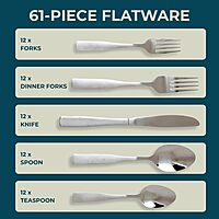 Gibson Home Abbeville 61-Piece Flatware Set with Wire Caddy - Includes Forks, Knives
