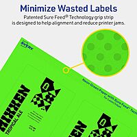 Avery Printable Rectangle Labels, Sure Feed Technology, 4" x 3", Neon Green, Print-to-the-Edge, Laser/Inkjet