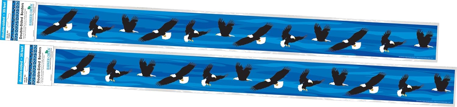 Barker Creek Double-Sided Border, Sea & Sky Whales, Trim Out Bulletin Boards and Create Colorful Displays with 70' of