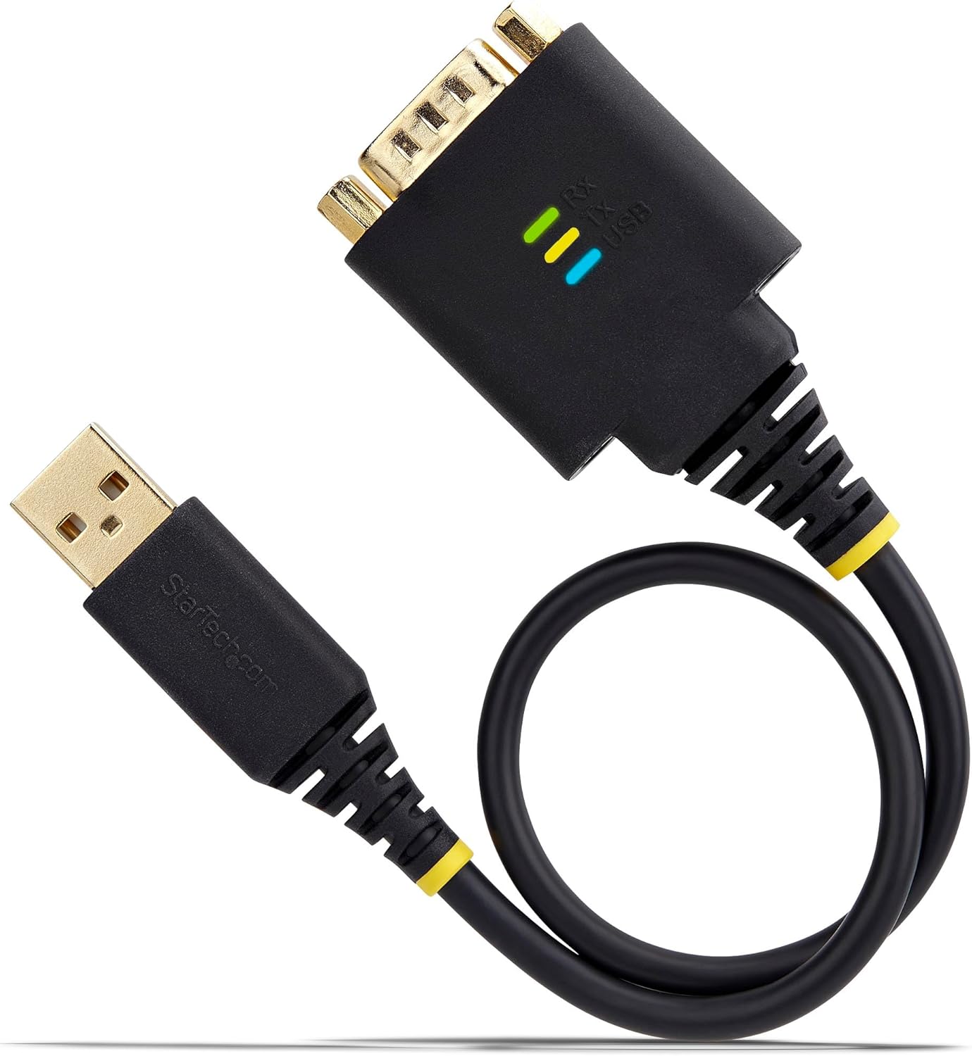 StarTech.com 1ft/30cm USB to Serial Adapter Cable, COM Retention, FTDI, USB-A to DB9 RS232, Interchangeable DB9 Nuts/Screws