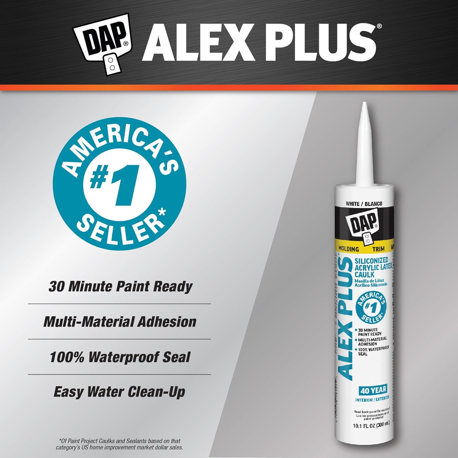 DAP INC 18152 10.1oz White Alex Plus Acrylic Latex Caulk with Silicone 10.1 FL OZ