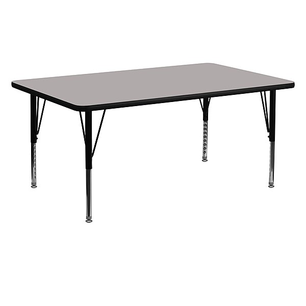 Flash Furniture Rectangular HP Laminate Activity Table, 24 x 60 in, Adjustable 16.25-25.25 in, Gray