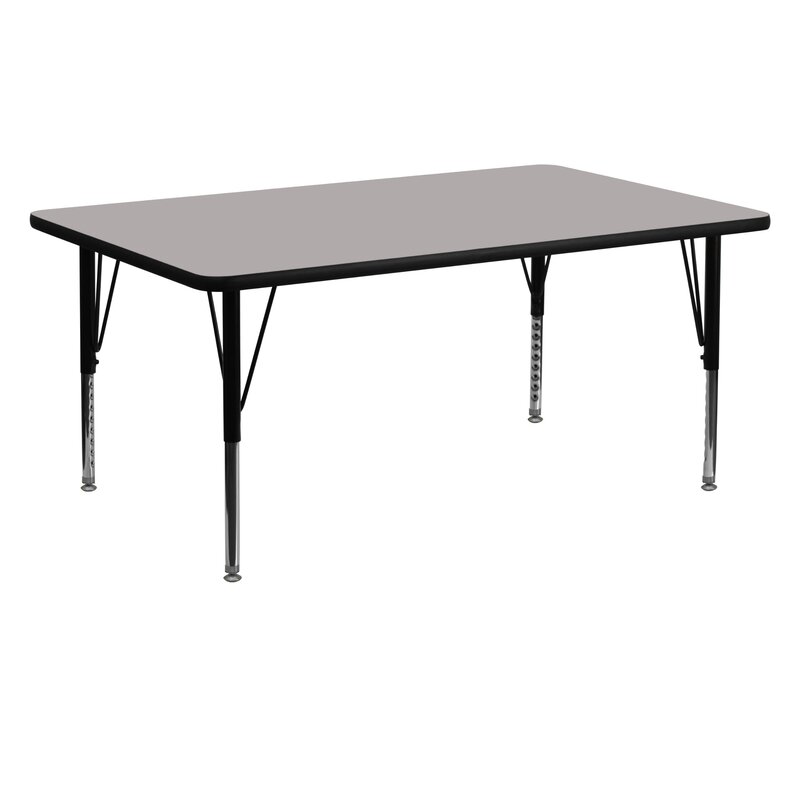 Flash Furniture Rectangular HP Laminate Activity Table, 24 x 60 in, Adjustable 16.25-25.25 in, Gray
