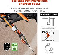 Ergodyne Squids 3707 Tool Tethering Attachment for Hand Tools, Non Conductive D-Ring, 2lbs Weight Rating, 6-Pack