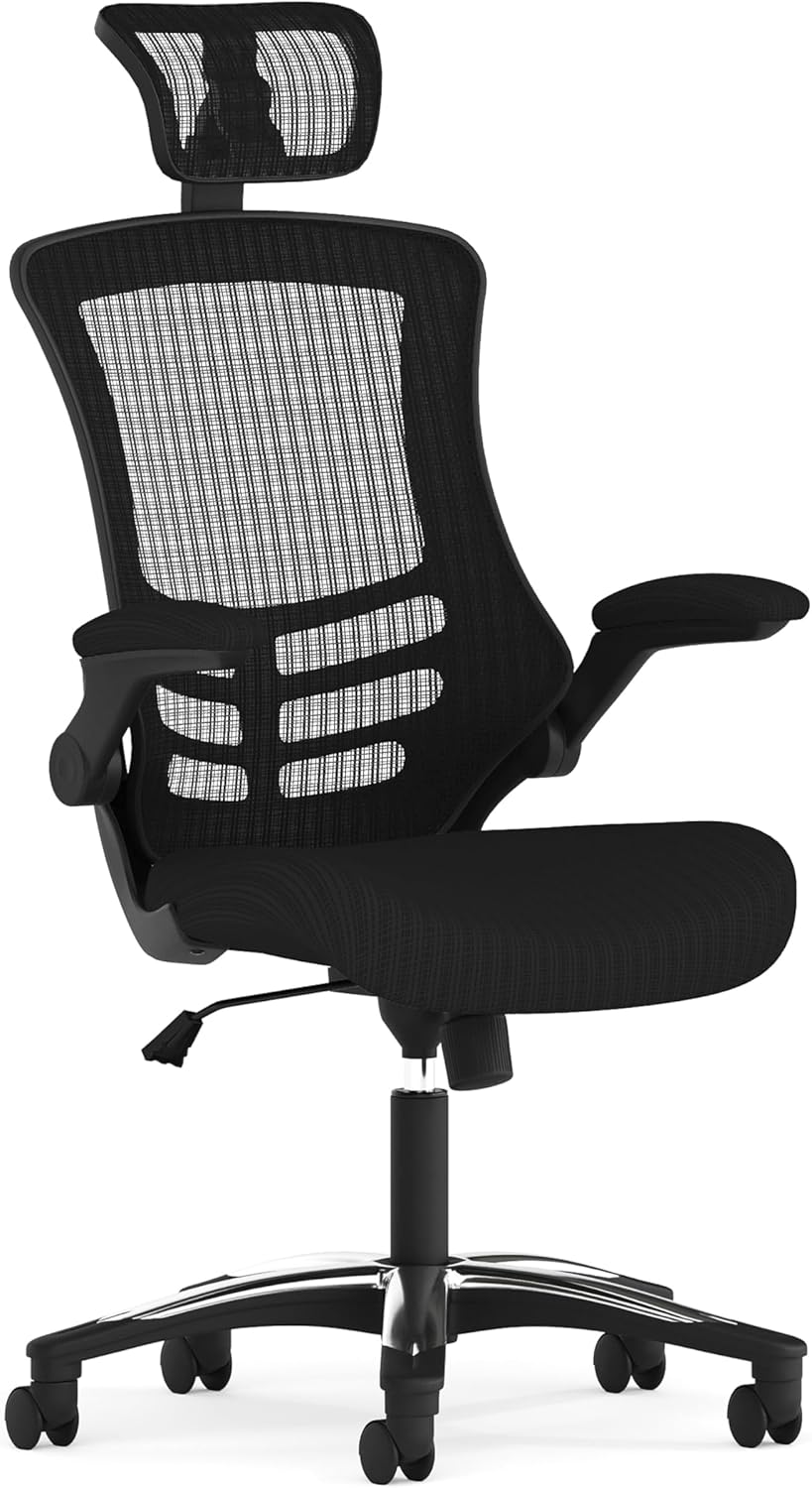 Flash Furniture Kelista High-Back Swivel Office Chair with Adjustable Lumbar Support and Seat Height