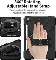 CODi Rugged iPad 10.2" Case for 9th, 8th, 7th Gen – Shockproof Protective Cover with Kickstand, Hand/Shoulder Strap, Screen Bumper Protection, 360° Drop-Test Certified