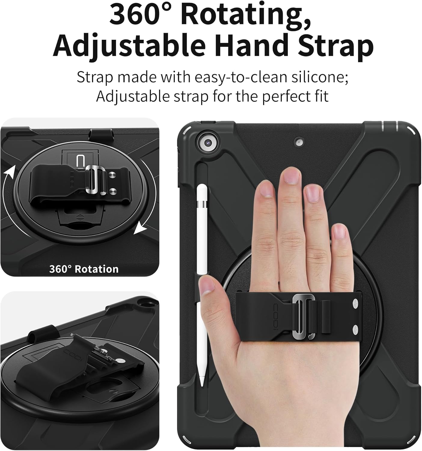 CODi Rugged iPad 10.2" Case for 9th, 8th, 7th Gen – Shockproof Protective Cover with Kickstand, Hand/Shoulder Strap