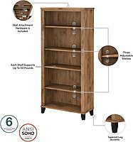 Bush Furniture Somerset Tall 5 Shelf Bookcase