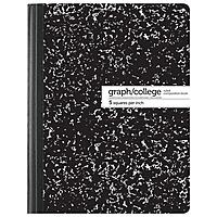 Office Depot Dual Ruled Marble Composition Book, 7 1/2in x 9 3/4in, College/Quadrille Ruled, 100 Sheets, Black/White, 400-003-275
