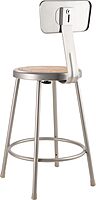 National Public Seating Steel Stool with 24" Hardboard Seat and Backrest, Grey