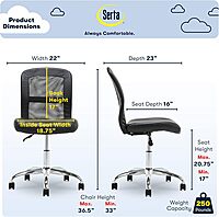 Serta Essentials Mid-Back Computer Chair, Faux Leather and Mesh