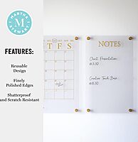 Martha Stewart Grayson Acrylic Wall Calendar and Notes Board with Dry Erase Marker