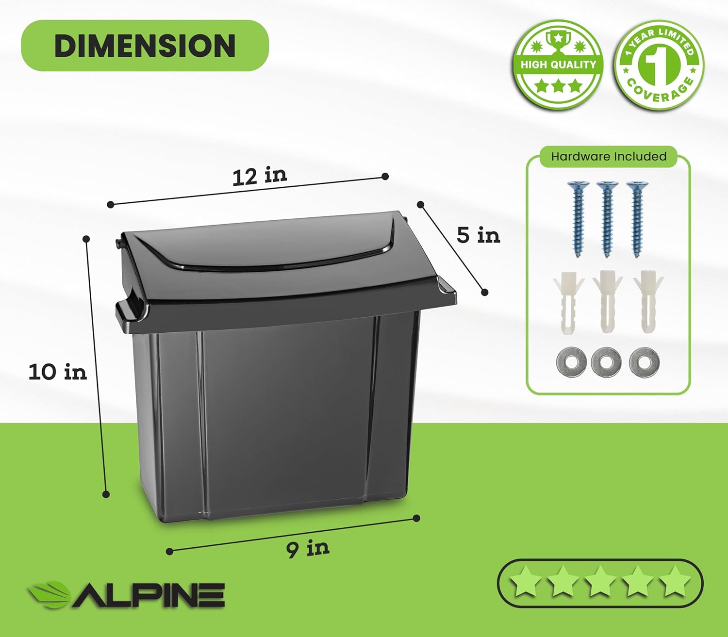 Alpine Sanitary Napkin Receptacle 2 Pack - Feminine Hygiene Disposal Container