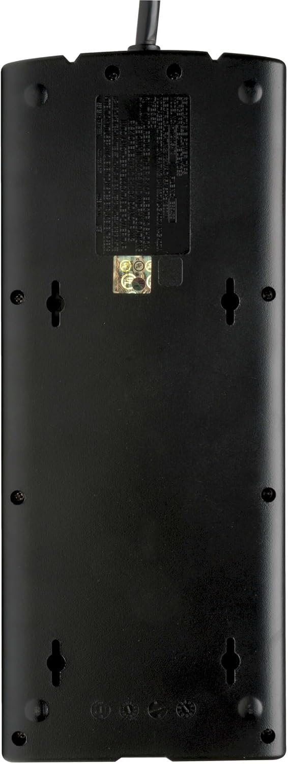 TRIPP LITE 12-Outlet Surge Protector Power Strip with Tel/Modem Protection, 8 ft Right-Angle Cord