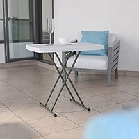 Flash Furniture Elon Folding Table - Granite White - Height Adjustable - 30 Inch - TV Tray