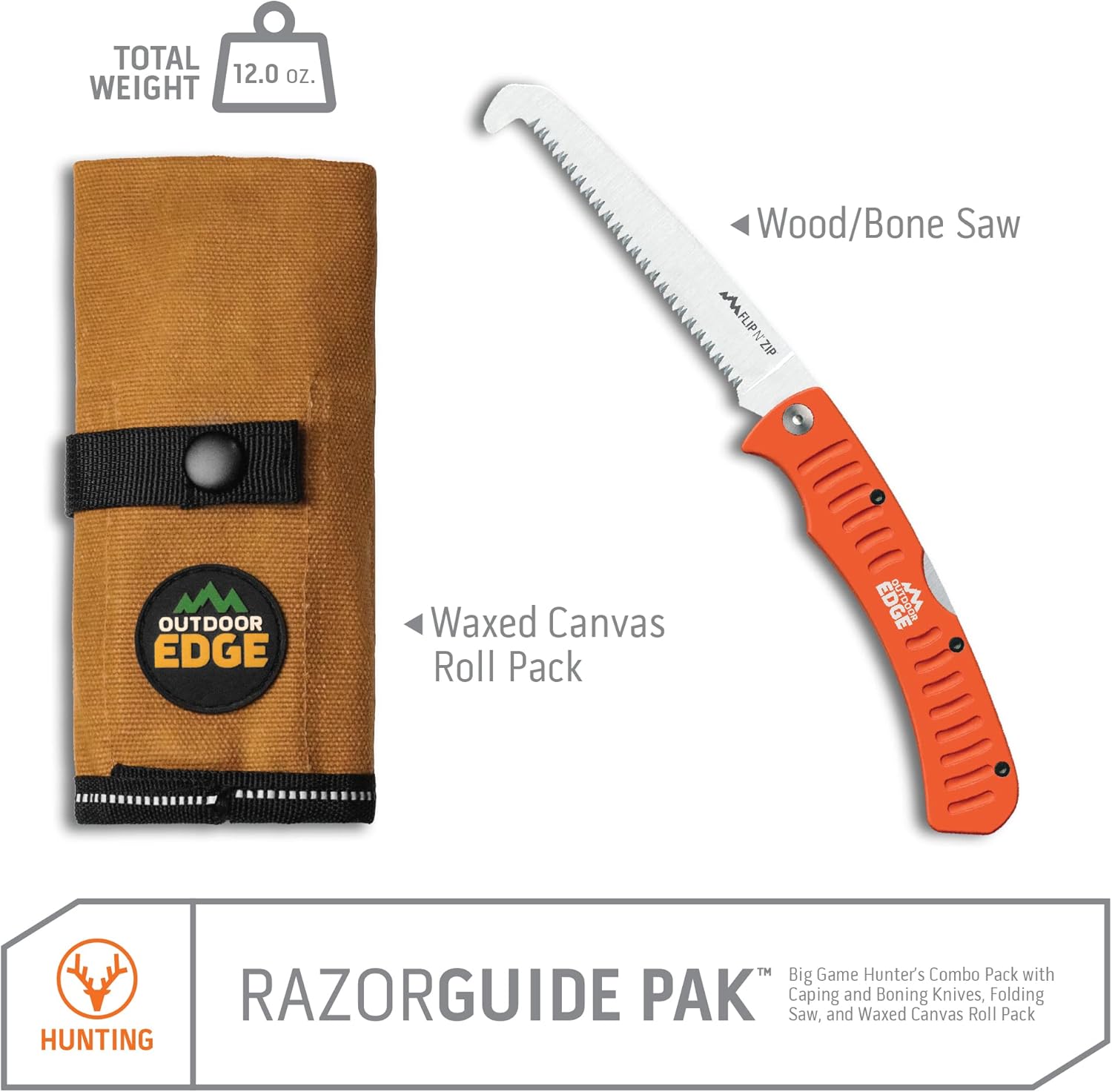 OUTDOOR EDGE RazorGuide Pak Hunting Knife Set. Features Two Replaceable Blade Hunting Knives, Bone Saw
