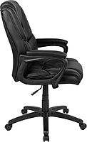 Flash Furniture Fundamentals Big & Tall Swivel LeatherSoft Office and Gaming Chair, Ergonomic Office Chair with Padded Armrests and Adjustable Height, Black