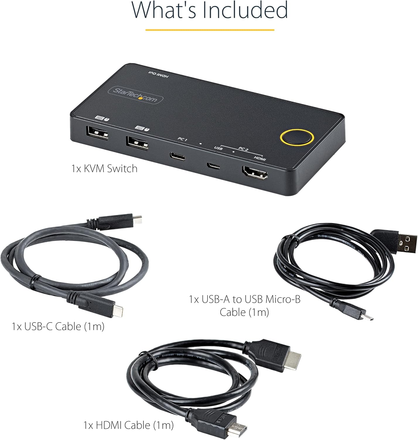 StarTech.com 2 Port Hybrid USB-A + HDMI & USB-C KVM Switch - Single 4K 60Hz HDMI 2.0 Monitor