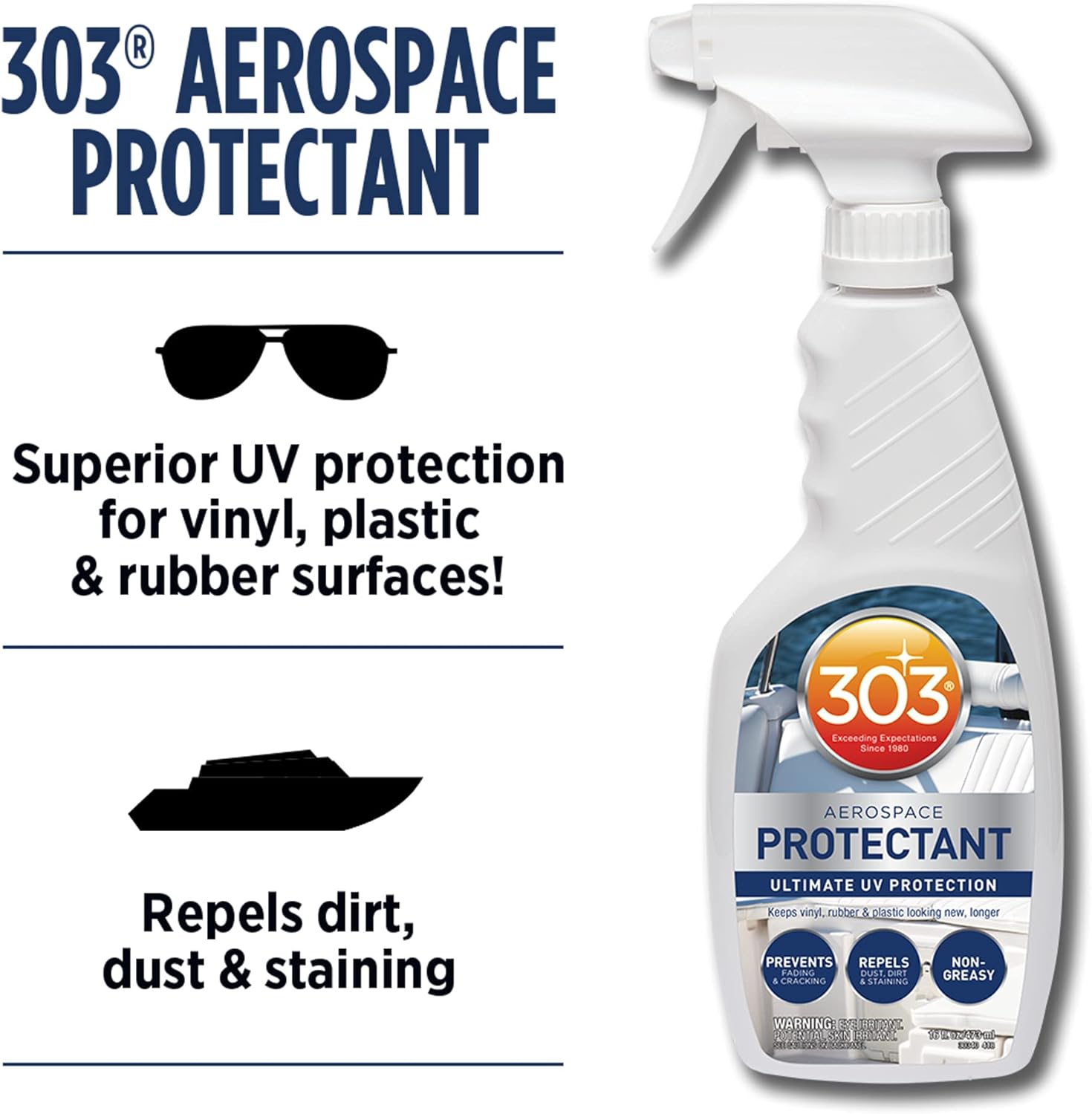 303 Products Marine Aerospace Protectant Spray – UV Protection, Repels Dust, Dirt, & Staining, Matte Finish